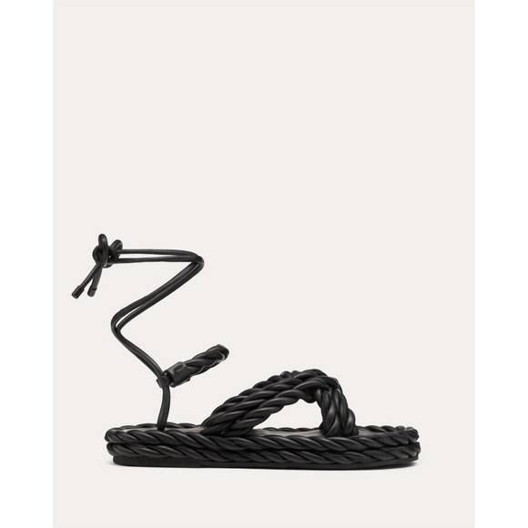 NEW VALENTINO GARAVANI women's rope nappa leather sandals in black - Picture 1 of 5